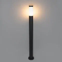 Moderne buitenlamp paal donkergrijs met opaal 110 cm IP44 - Rox