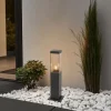 Moderne buitenlamp paal donkergrijs met smoke 45 cm - Malios