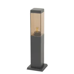 Moderne buitenlamp paal donkergrijs met smoke 45 cm - Malios
