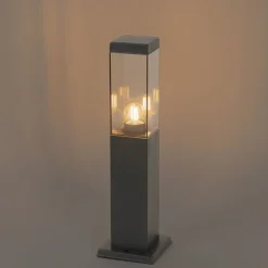 Moderne buitenlamp paal donkergrijs met smoke 45 cm - Malios
