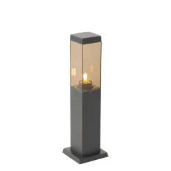 Moderne buitenlamp paal donkergrijs met smoke 45 cm - Malios