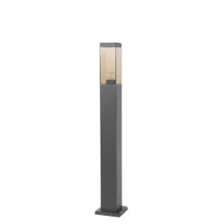 Moderne buitenlamp paal donkergrijs met smoke 80 cm - Malios