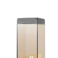 Moderne buitenlamp paal donkergrijs met smoke 80 cm - Malios