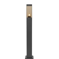 Moderne buitenlamp paal donkergrijs met smoke 80 cm - Malios
