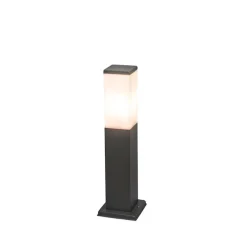 Moderne buitenlamp paal donkergrijs met opaal 45 cm IP44 - Malios