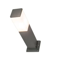Moderne buitenlamp paal donkergrijs met opaal 45 cm IP44 - Malios