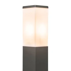 Moderne buitenlamp paal donkergrijs met opaal 45 cm IP44 - Malios