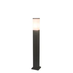 Moderne buitenlamp paal donkergrijs met opaal 80 cm IP44 - Malios