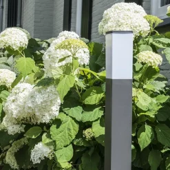 Moderne buitenlamp paal donkergrijs met opaal 80 cm IP44 - Malios