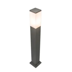 Moderne buitenlamp paal donkergrijs met opaal 80 cm IP44 - Malios