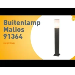 Moderne buitenlamp paal donkergrijs met opaal 80 cm IP44 - Malios