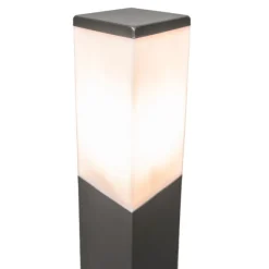 Moderne buitenlamp paal donkergrijs met opaal 80 cm IP44 - Malios