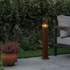 Moderne buitenlamp paal roestbruin 80 cm - Malios