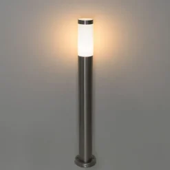 Moderne buitenlamp paal staal met opaal 80 cm IP44 - Rox