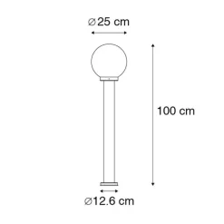 Moderne buitenlamp paal staal RVS 100 cm - Sfera