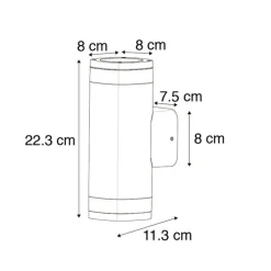 Moderne buitenwandlamp vierkant 2-lichts donker grijs - Fox