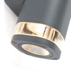 Moderne buitenwandlamp vierkant 2-lichts donker grijs - Fox