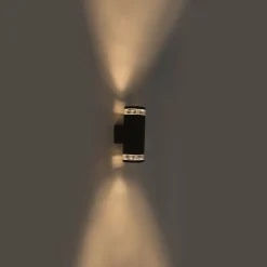 Moderne buitenwandlamp vierkant 2-lichts donker grijs - Fox