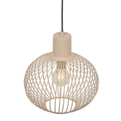 Moderne draad hanglamp zwart met beige 33cm - Gila