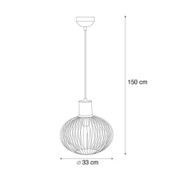 Moderne draad hanglamp zwart met beige 33cm - Gila