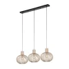 Moderne draad hanglamp zwart met beige 3-lichts - Gila