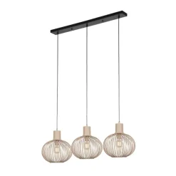Moderne draad hanglamp zwart met beige 3-lichts - Gila