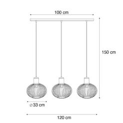 Moderne draad hanglamp zwart met beige 3-lichts - Gila