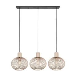 Moderne draad hanglamp zwart met beige 3-lichts - Gila