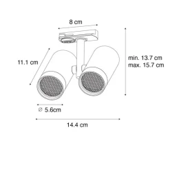 Moderne 1-fase railspot zwart 2-lichts - Iconic Scopio