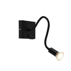 Moderne flexibele wandlamp USB zwart - Zeno