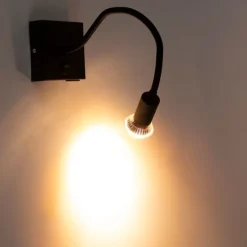 Moderne flexibele wandlamp USB zwart - Zeno