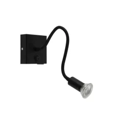 Moderne flexibele wandlamp USB zwart - Zeno