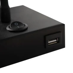 Moderne flexibele wandlamp USB zwart - Zeno
