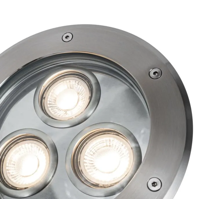 Moderne grondspot staal 3-lichts IP65 - Tribus