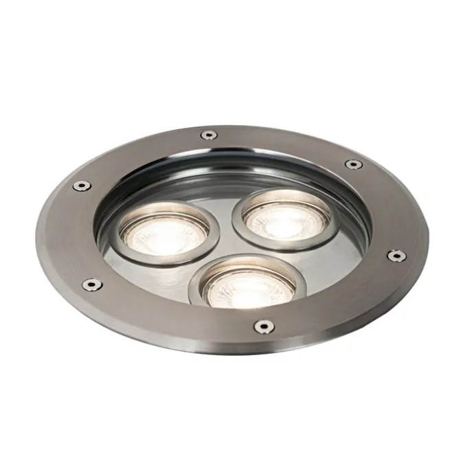 Moderne grondspot staal 3-lichts IP65 - Tribus