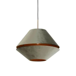 Moderne hanglamp brons met dubbele velours kap groen - Combi 1
