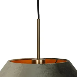 Moderne hanglamp brons met dubbele velours kap groen - Combi 1