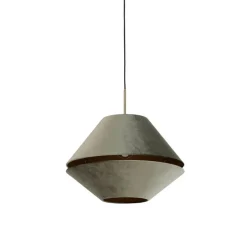Moderne hanglamp brons met dubbele velours kap groen - Combi 1
