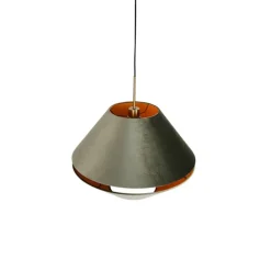 Moderne hanglamp brons met dubbele velours kap groen - Combi 1