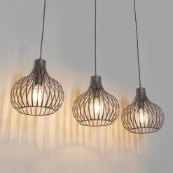 Moderne hanglamp bruin langwerpig 3-lichts - Saffira