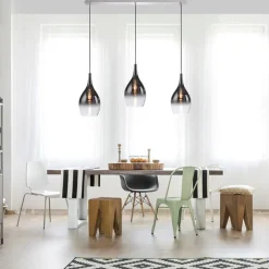 Moderne hanglamp chroom met smoke glas 3-lichts - Pilua