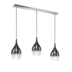 Moderne hanglamp chroom met smoke glas 3-lichts - Pilua