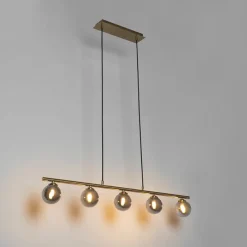 Moderne hanglamp goud 100 cm 5-lichts met smoke glas - Athens