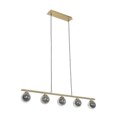 Moderne hanglamp goud 100 cm 5-lichts met smoke glas - Athens