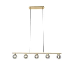 Moderne hanglamp goud 100 cm 5-lichts met smoke glas - Athens