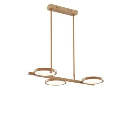 Moderne hanglamp goud incl. LED 3-staps dimbaar 3-lichts - Vivé