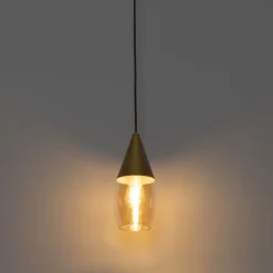 Moderne hanglamp goud met amber glas - Drop