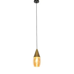 Moderne hanglamp goud met amber glas - Drop