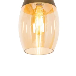Moderne hanglamp goud met amber glas - Drop