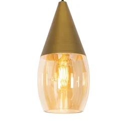 Moderne hanglamp goud met amber glas 3-lichts - Drop